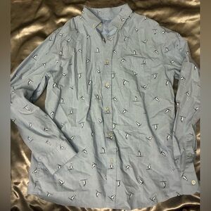 Banana Republic Light Blue Penguin Print Shirt